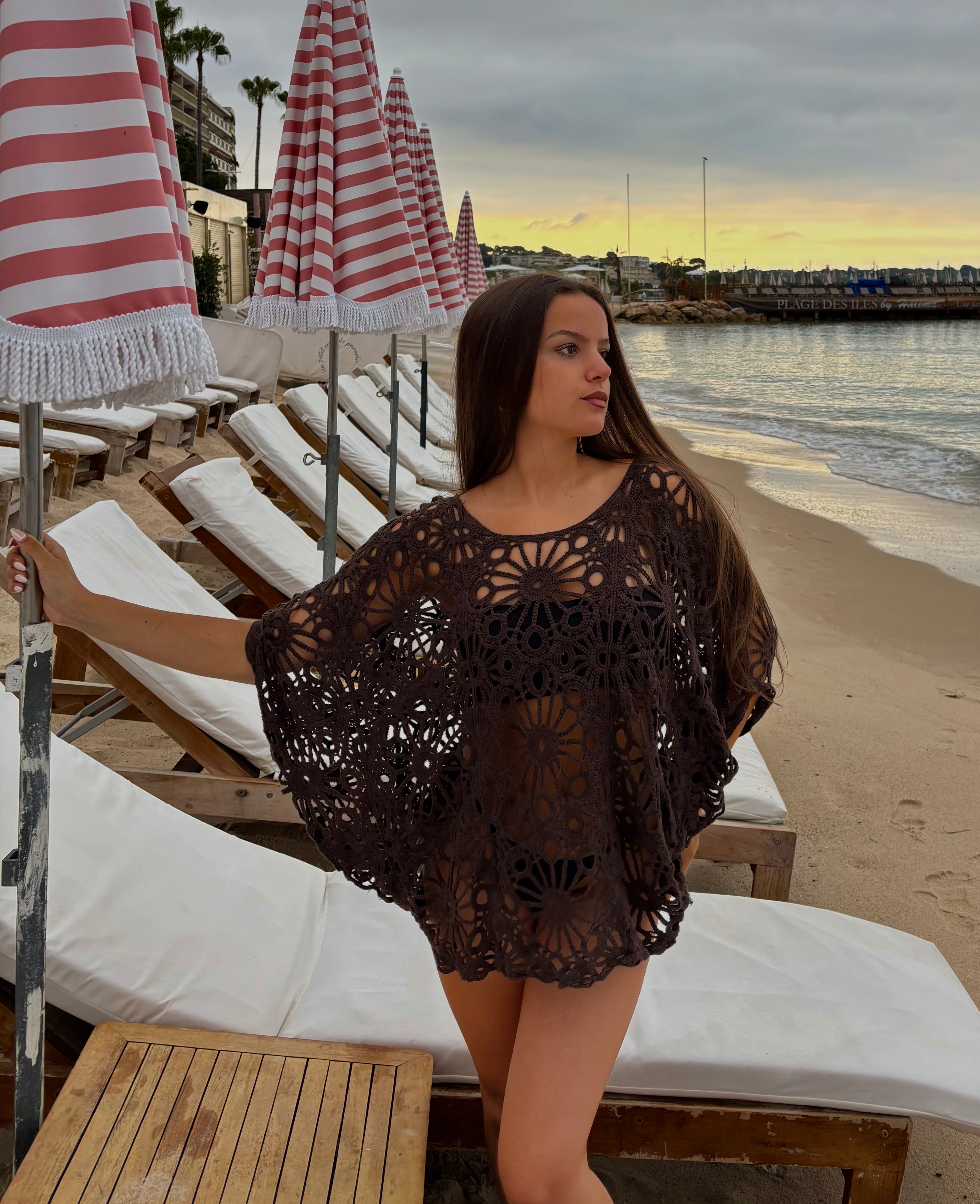 Haut crochet marron - Ambre Azur